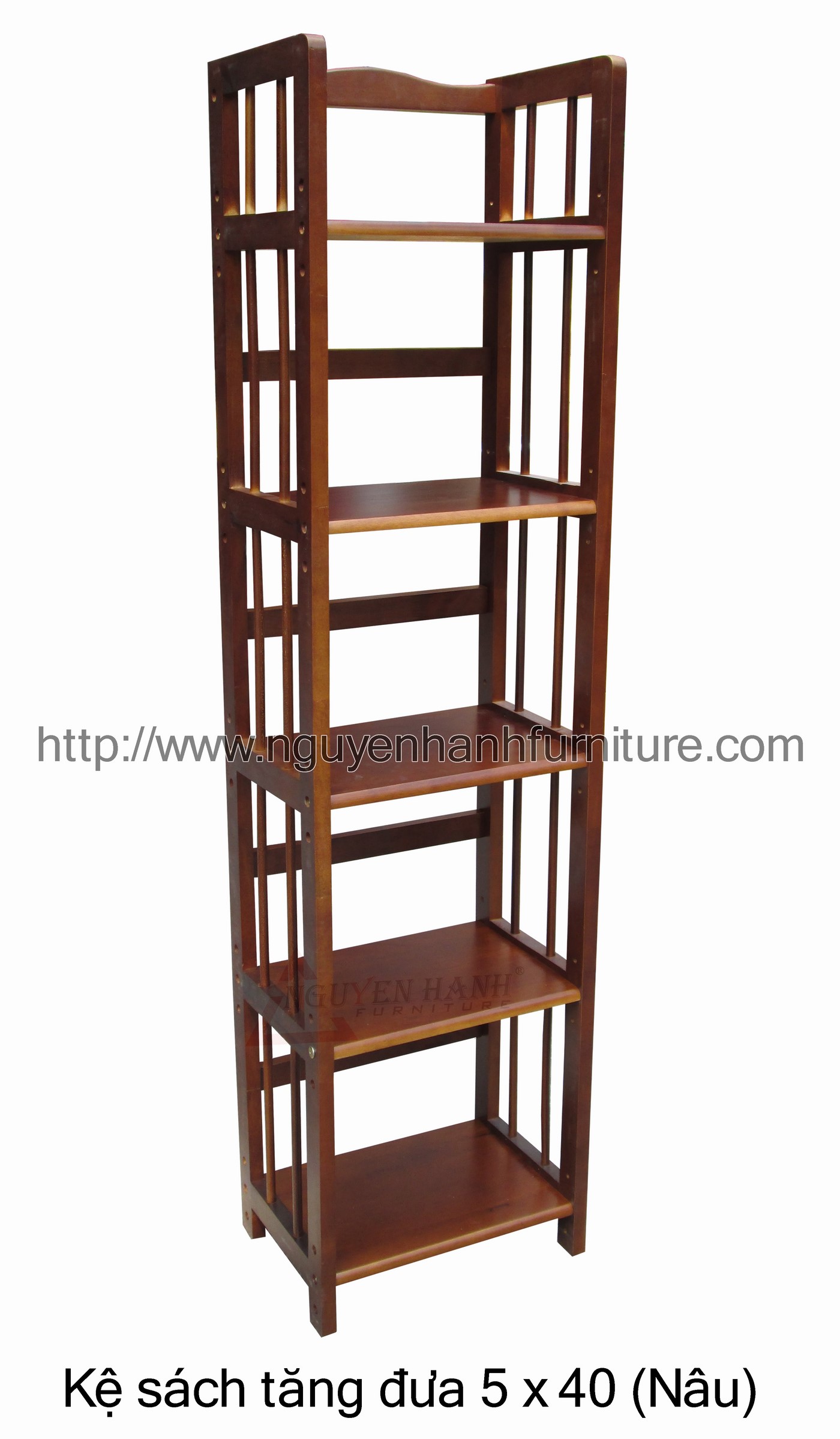 Name product: 5 storey Adjustable Bookshelf 40 (Brown) - Dimensions: 40 x 28 x 157 (H) - Description: Wood natural rubber